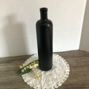 Vtg Tall Black Textured Glass Bottle